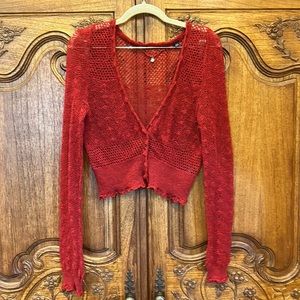 Red Women's Cardigan Sweater
